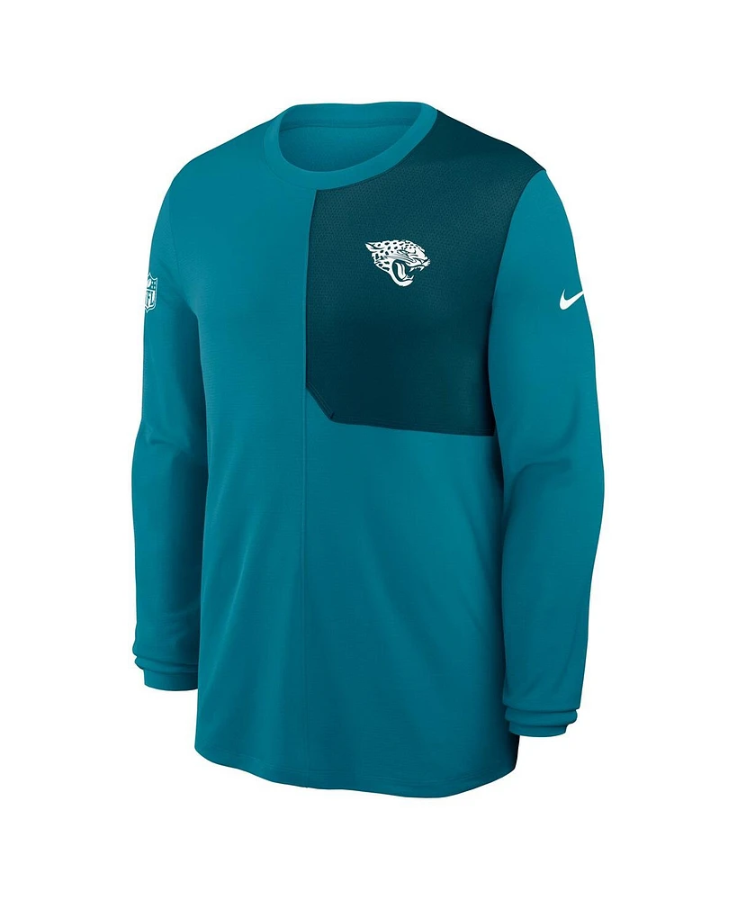 Nike Men's Teal Jacksonville Jaguars Sideline Coach Uv Performance Long Sleeve T-Shirt