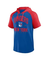 Logo Athletic Men's Blue New York Rangers Prime Raglan Short Sleeve Pullover Hoodie