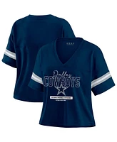 Wear by Erin Andrews Women's Navy Dallas Cowboys Plus Color Block Boxy T-Shirt