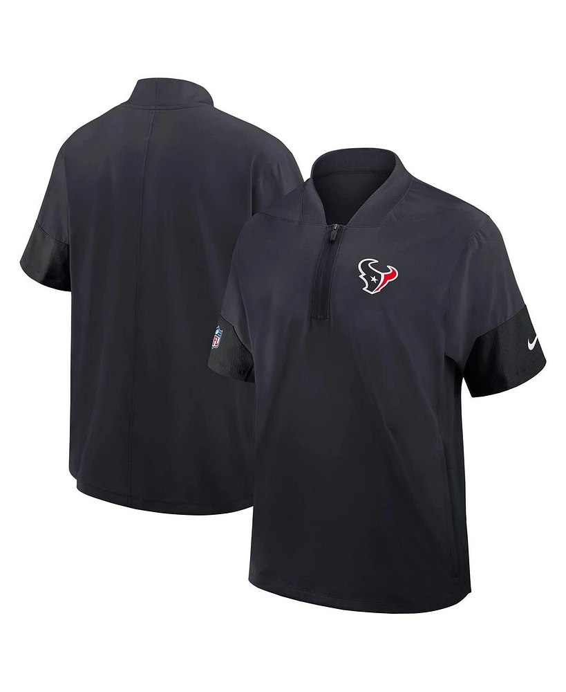 Nike Men's Navy Houston Texans Sideline Short Sleeve Quarter-Zip Performance Coach Jacket