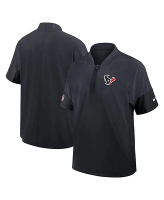 Nike Men's Navy Houston Texans Sideline Short Sleeve Quarter-Zip Performance Coach Jacket