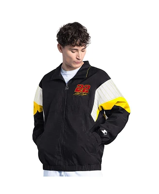 Starter Men's Black/Yellow Joey Logano Pennzoil Yard Line Full-Zip Jacket