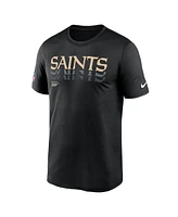 Nike Men's Black New Orleans Saints Wordmark Block Sideline Legend Performance T-Shirt