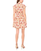 CeCe Women's Cotton Short-Sleeve V-Neck Dress