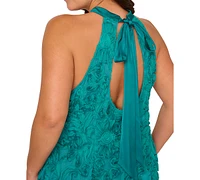 Aidan by Adrianna Papell Plus Embroidered Short Halter Dress