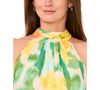 Msk Women's Printed Sleeveless Halter Neck Maxi Dress