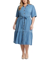 Nydj Plus Kate Elbow Ruffle Sleeve Dress