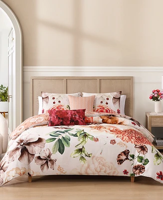Bebejan Hazy Blossom 100% Cotton Sateen 5 Piece Queen Size Reversible Comforter Set