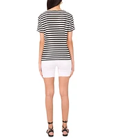Vince Camuto Women's Striped Crewneck Short-Sleeve Top