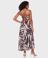 Alex & Sophia Juniors' Printed Satin Sleeveless Dress
