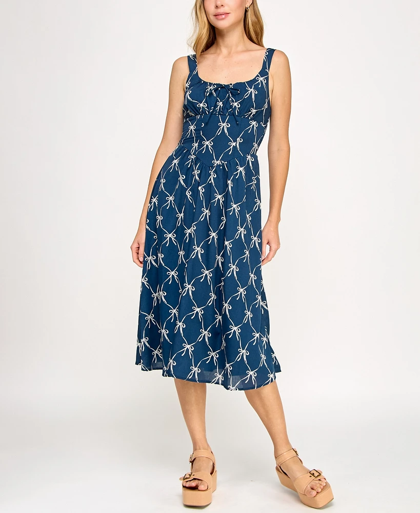 Crystal Doll Juniors' Printed Sleeveless Midi Dress