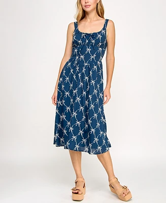 Crystal Doll Juniors' Printed Sleeveless Midi Dress
