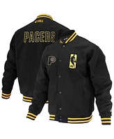 Fisll Men's and Women's Black Indiana Pacers Logoman Shadow Collection Full-Snap Varsity Jacket
