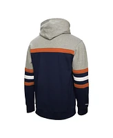 Mitchell & Ness Men's Navy/Gray Edmonton Oilers Head Coach Pullover Hoodie Sweatshirt