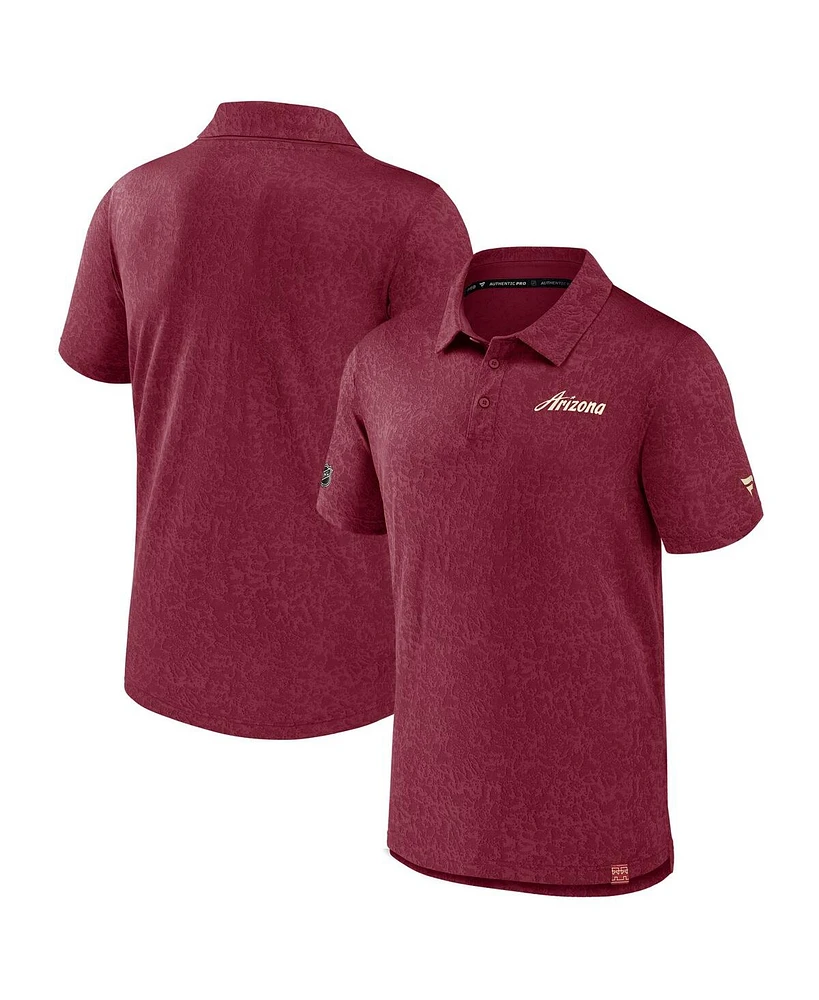 Fanatics Men's Garnet Arizona Coyotes Authentic Pro Jacquard Polo Shirt