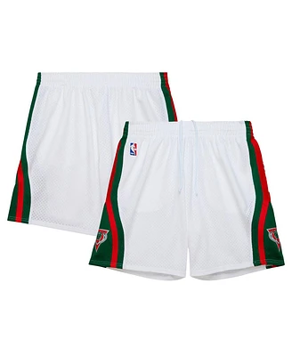 Mitchell & Ness Men's White Milwaukee Bucks 2013/14 Swingman Shorts
