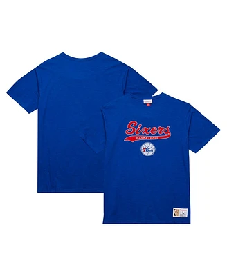 Mitchell & Ness Men's Royal Philadelphia 76ers Hardwood Classics Felt Applique Slub T-Shirt