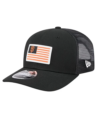 New Era Men's Black San Francisco Giants Flag 9SEVENTY Coolera Stretch-Snap Hat