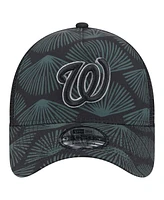 New Era Men's Black Washington Nationals 9FORTY A-Frame Trucker Adjustable Hat
