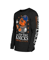New Era Men's Black York Knicks Old School Sport Long Sleeve T-Shirt