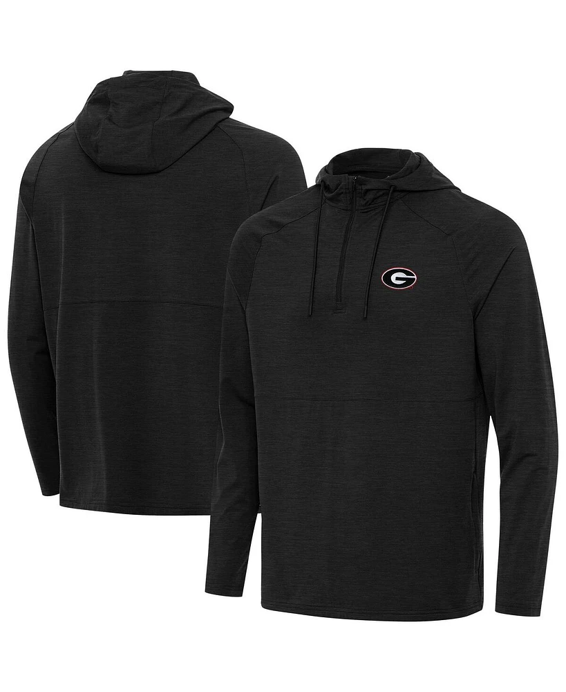 Antigua Men's Heather Black Georgia Bulldogs Spikes Quarter-Zip Hoodie