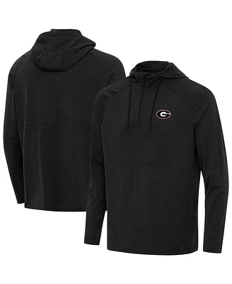 Antigua Men's Heather Black Georgia Bulldogs Spikes Quarter-Zip Hoodie