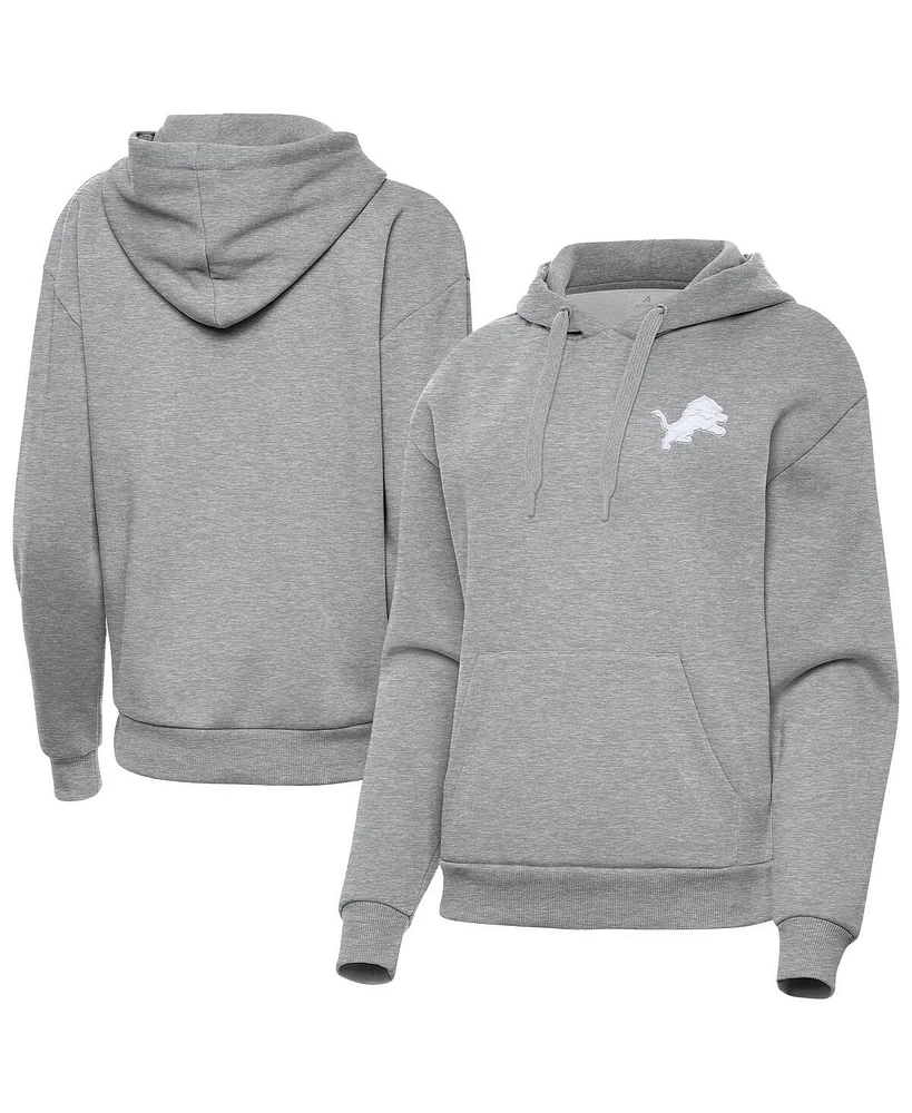 Antigua Women's Heather Gray Detroit Lions Victory Pullover Hoodie Sweatshirt