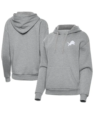 Antigua Women's Heather Gray Detroit Lions Victory Pullover Hoodie Sweatshirt