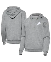 Antigua Women's Heather Gray Detroit Lions Victory Pullover Hoodie Sweatshirt