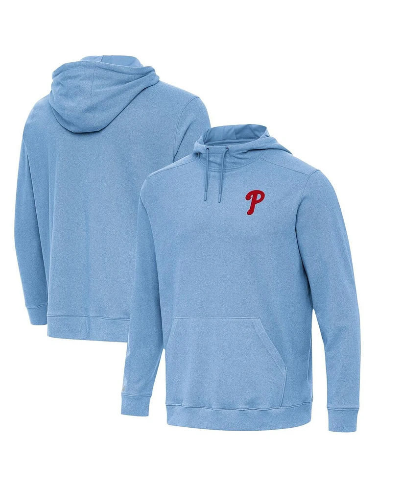 Antigua Men's Heather Powder Blue Philadelphia Phillies Cloud Pullover Hoodie