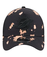 New Era Men's Black Miami Dolphins Bleached 9FORTY A-Frame Adjustable Hat