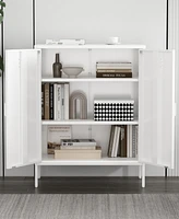 Manhattan Comfort 31.5" Steel Naomi Modern 3-Shelf Accent Cabinet