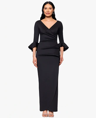 Betsy & Adam Petites V-Neck Scuba Long Sheath Dress