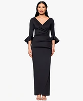 Betsy & Adam Petites V-Neck Scuba Long Sheath Dress