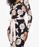 Betsy & Adam Petite Jacquard Printed Long Sheath Dress