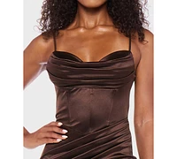 B Darlin Juniors' Sleeveless Cowlneck Midi Dress