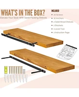 Sorbus 2 Pack 35" Solid Wood Floating Shelves - for Bathroom Decor, Books, Bedroom & Living Room