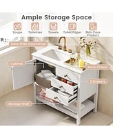Freestanding Bathroom Vanity Unit with Basin Floor Storage Cabinet