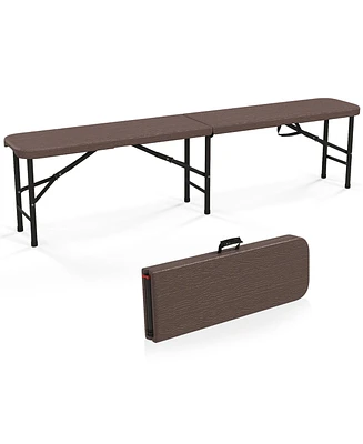 Gymax 6 ft Plastic Folding Bench Portable Fold-in-Half Seat w/ 1320 Lbs Capacity