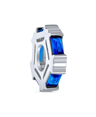 Bling Jewelry Geometric Baguette Cz Thin Spacer Bead Charm Cubic Zirconia .925 Sterling Silver Fits European Bracelet