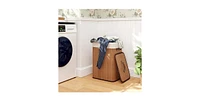 Volenca 19 Gal Rectangle Laundry Basket Bamboo Clothes Hamper with Handles and Lid