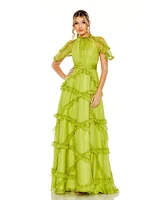 Mac Duggal Women's Chiffon Flutter Sleeve Gown