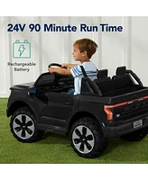 Best Choice Products Kids 24V Ride On Truck Officially Licensed Ford Lightning w/ Remote, Led Lights, 2 Speeds