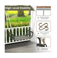 Wicker Porch Swing Seat with Cozy Armrests