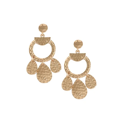 Sohi Women's White Dented Drop Earrings