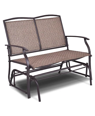 Gymax Patio Loveseat Glider Rocking Bench Double Chair With Arm Backyard Outdoor