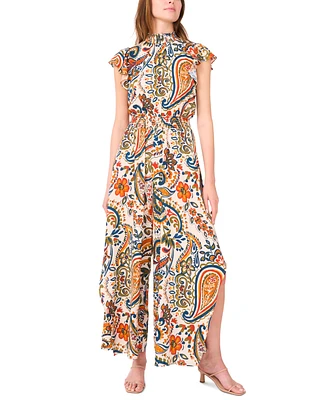 Msk Women's Mock-Neck Wide-Leg Jumpsuit