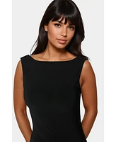 Bebe Women's High Neck Open Back Midi Dress
