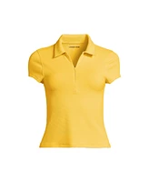 Lands' End Women's Short Sleeve Pique Johnny Collar Upf 50 Rash Guard