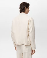 Mango Men's Bowling-Style Linen Overshirt